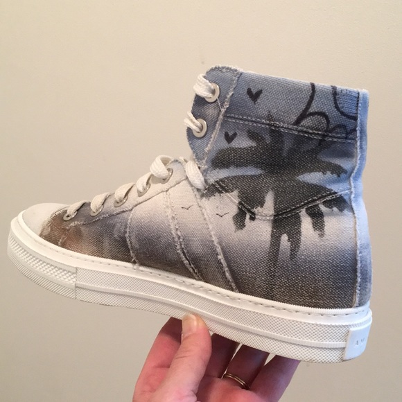 Amiri Sunset Canvas Airbrushed Palm Sneakers - Picture 10 of 14